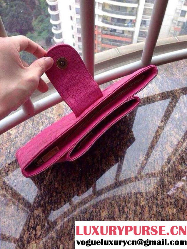 Chanel Fushia Clutch Bag in Grained Calfskin CC tab - Spring Summer 2014
