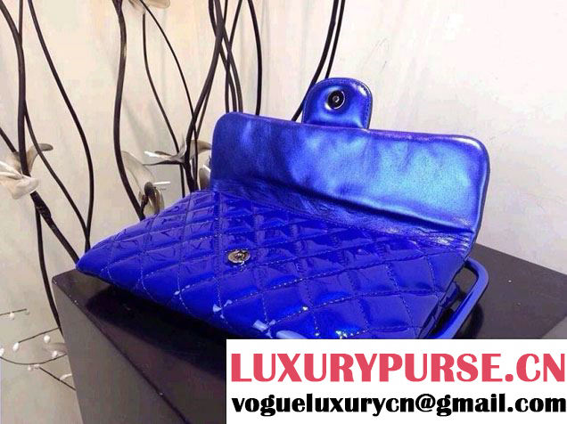 Chanel Blue Metallic Clutch Bag with Handle - Spring Summer 2014