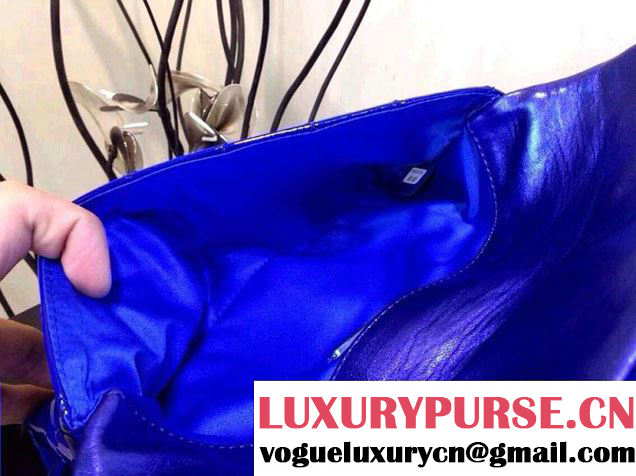 Chanel Blue Metallic Clutch Bag with Handle - Spring Summer 2014