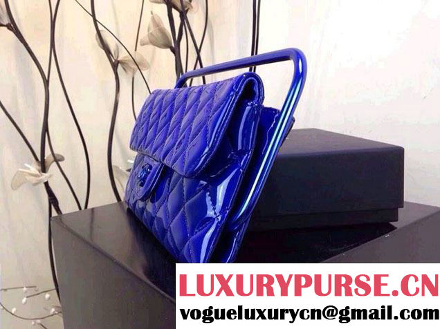 Chanel Blue Metallic Clutch Bag with Handle - Spring Summer 2014