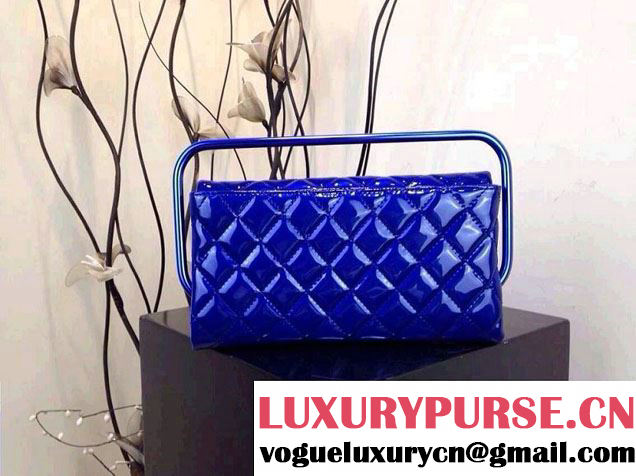 Chanel Blue Metallic Clutch Bag with Handle - Spring Summer 2014