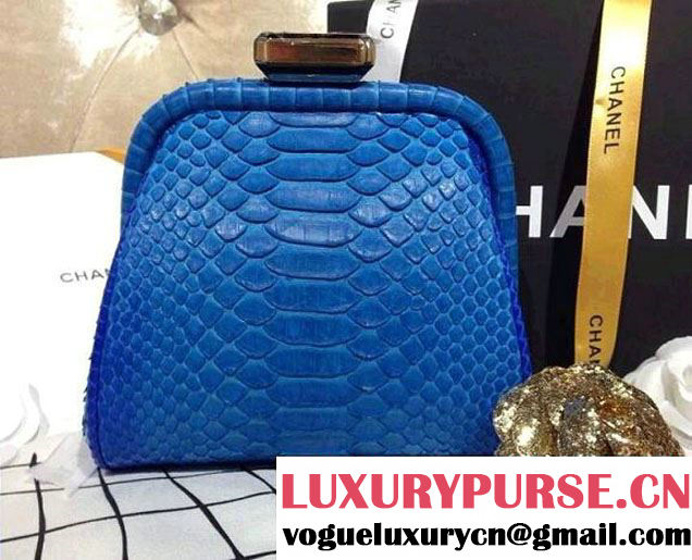 Chanel Python Clutch Bag in Blue Spring Summer 2014