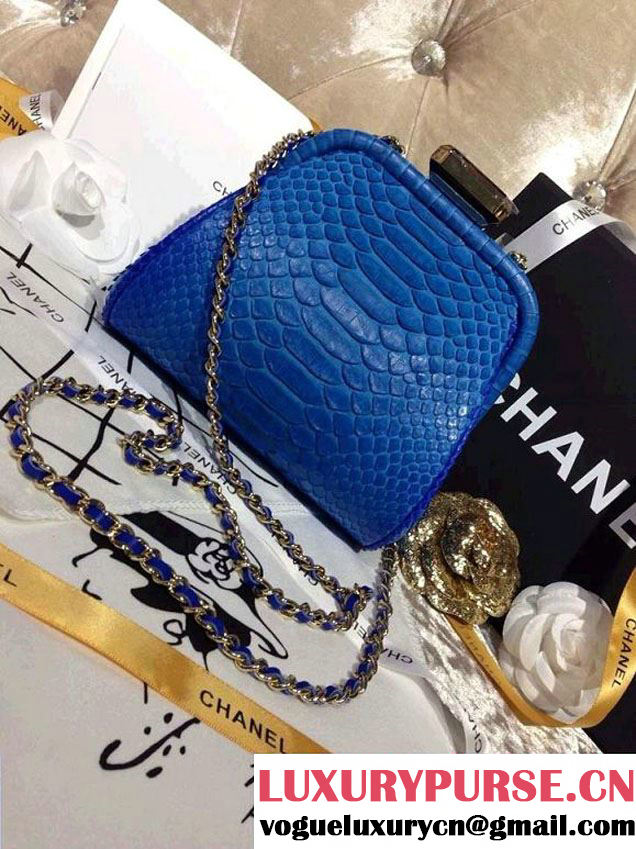 Chanel Python Clutch Bag in Blue Spring Summer 2014