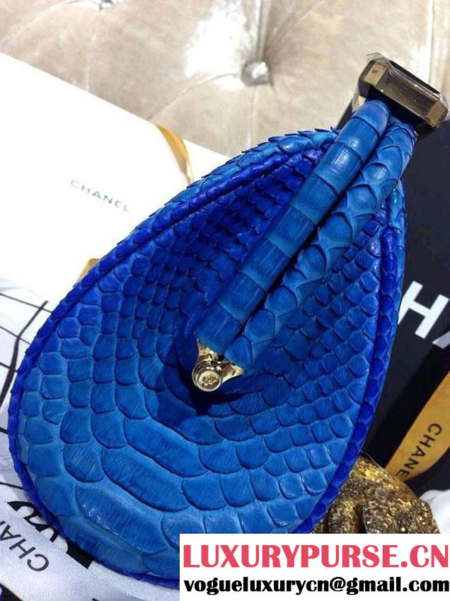 Chanel Python Clutch Bag in Blue Spring Summer 2014