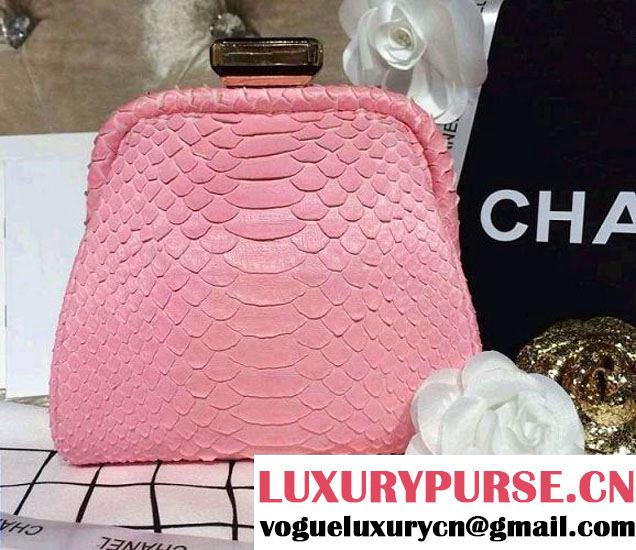 Chanel Python Clutch Bag in Pink Spring Summer 2014