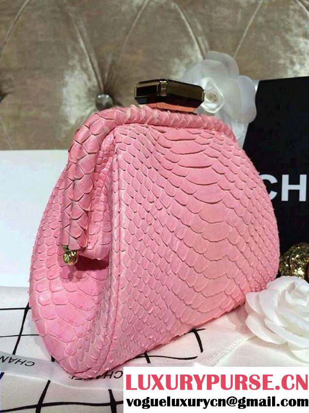 Chanel Python Clutch Bag in Pink Spring Summer 2014