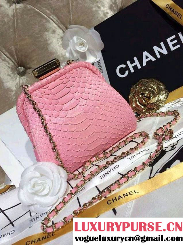 Chanel Python Clutch Bag in Pink Spring Summer 2014