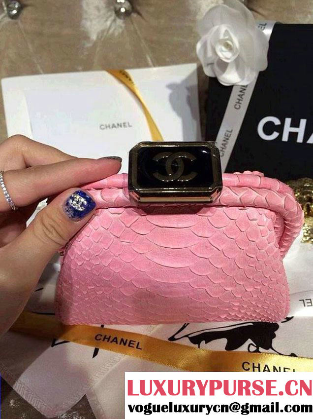 Chanel Python Clutch Bag in Pink Spring Summer 2014