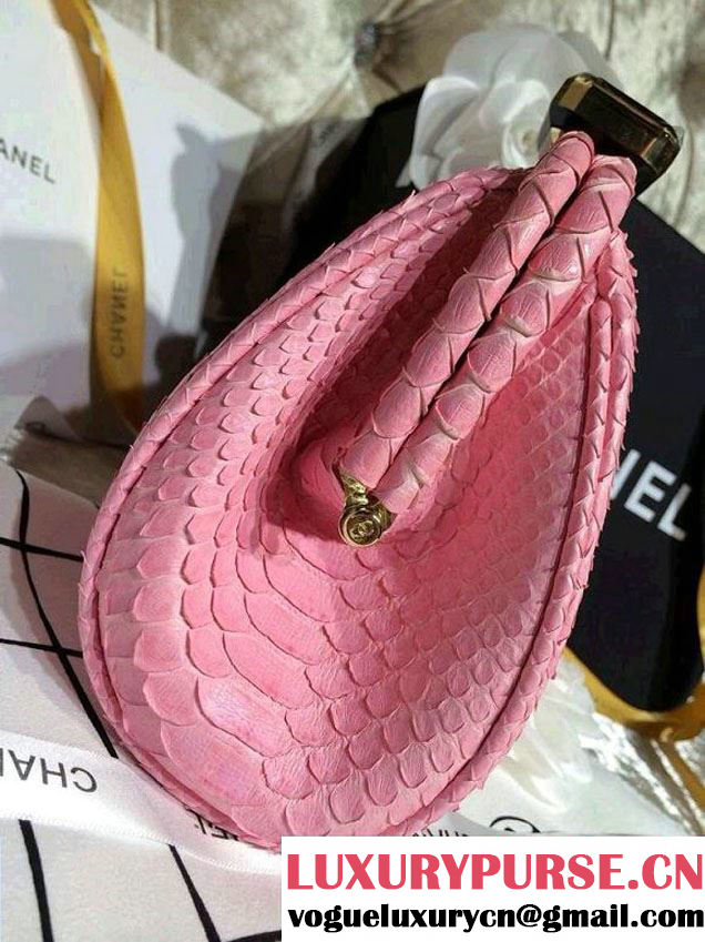 Chanel Python Clutch Bag in Pink Spring Summer 2014
