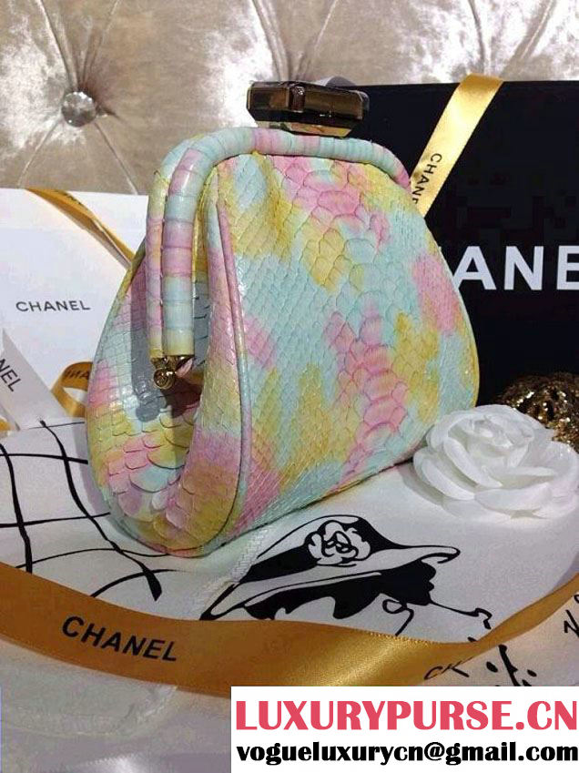 Chanel Python Clutch Bag in Tricolor Spring Summer 2014