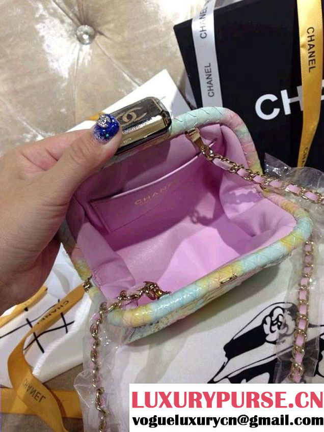 Chanel Python Clutch Bag in Tricolor Spring Summer 2014
