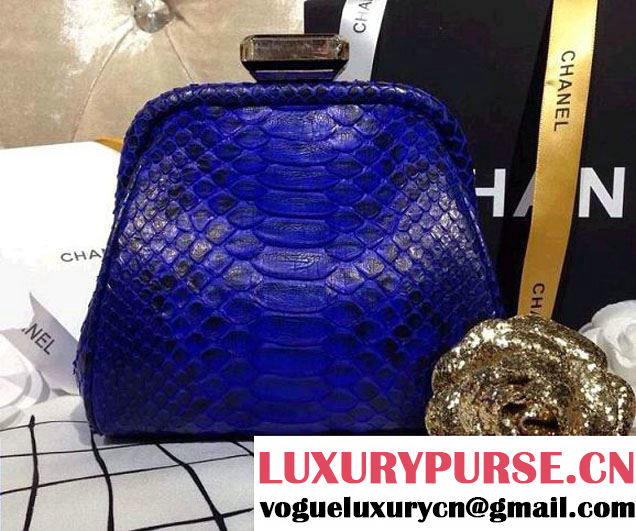 Chanel Python Clutch Bag in Electric Blue Spring Summer 2014