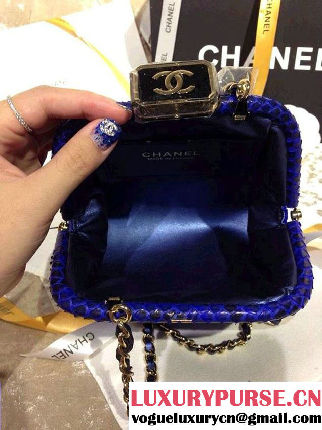Chanel Python Clutch Bag in Electric Blue Spring Summer 2014