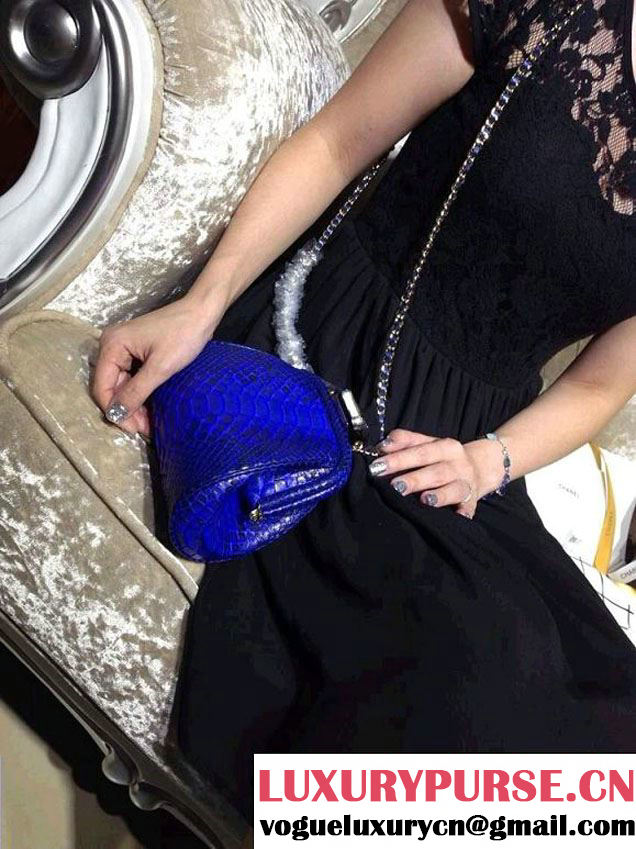 Chanel Python Clutch Bag in Electric Blue Spring Summer 2014