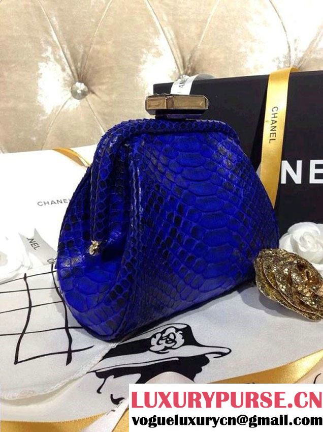 Chanel Python Clutch Bag in Electric Blue Spring Summer 2014