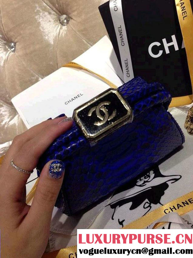 Chanel Python Clutch Bag in Electric Blue Spring Summer 2014