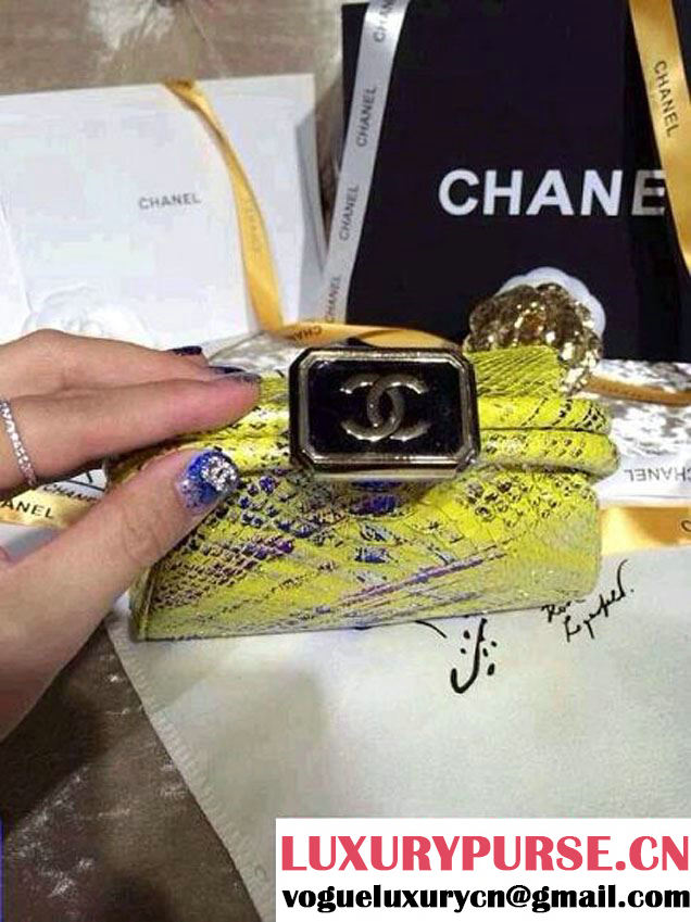 Chanel Python Clutch Bag in Yellow Spring Summer 2014