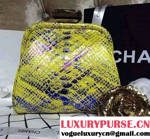 Chanel Python Clutch Bag in Yellow Spring Summer 2014