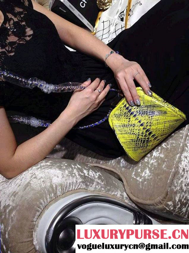 Chanel Python Clutch Bag in Yellow Spring Summer 2014