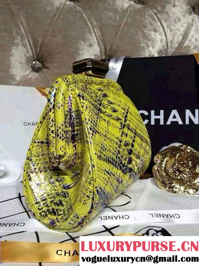 Chanel Python Clutch Bag in Yellow Spring Summer 2014
