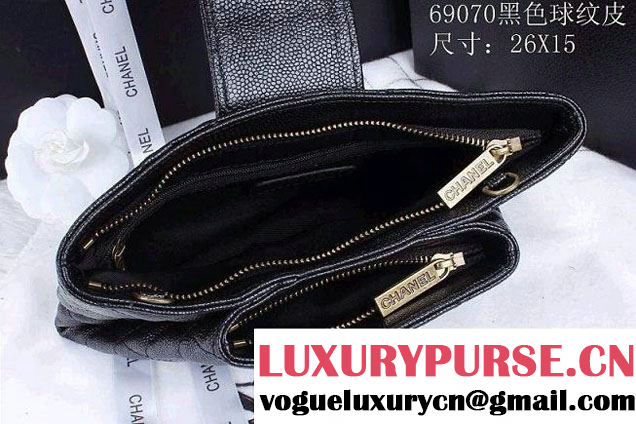 Chanel Clutch Flap Bag in Grained Calfskin CC tab Black - Spring Summer 2014