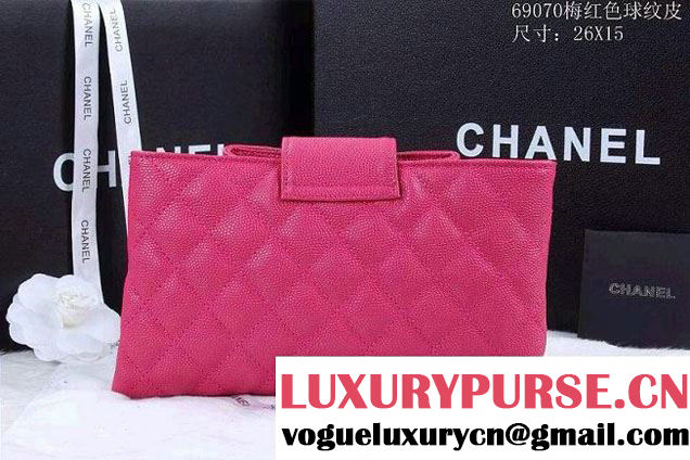 Chanel Clutch Flap Bag in Grained Calfskin CC tab Fushia - Spring Summer 2014