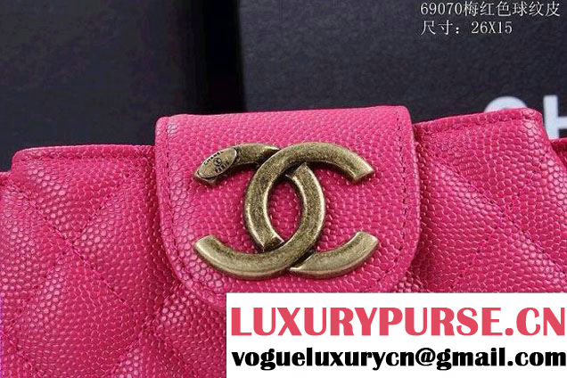 Chanel Clutch Flap Bag in Grained Calfskin CC tab Fushia - Spring Summer 2014