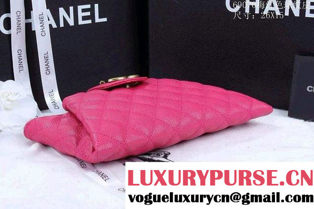 Chanel Clutch Flap Bag in Grained Calfskin CC tab Fushia - Spring Summer 2014