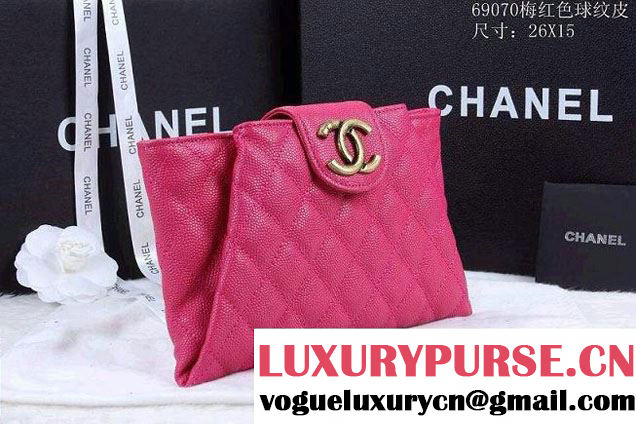 Chanel Clutch Flap Bag in Grained Calfskin CC tab Fushia - Spring Summer 2014