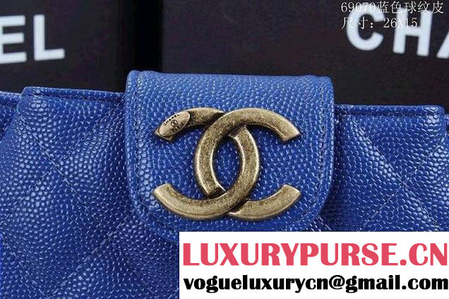 Chanel Clutch Flap Bag in Grained Calfskin CC tab Blue - Spring Summer 2014