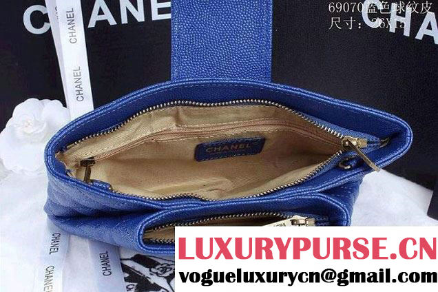 Chanel Clutch Flap Bag in Grained Calfskin CC tab Blue - Spring Summer 2014