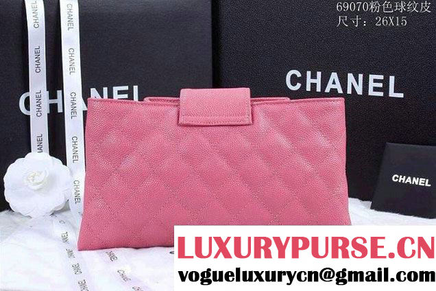 Chanel Clutch Flap Bag in Grained Calfskin CC tab Pink - Spring Summer 2014