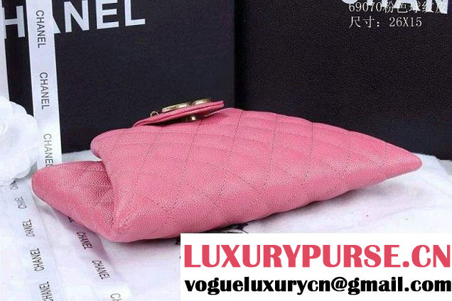 Chanel Clutch Flap Bag in Grained Calfskin CC tab Pink - Spring Summer 2014