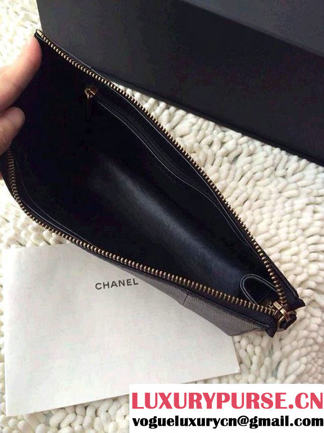 Chanel Leather Lizard Pattern Clutch Bag in Black 2014