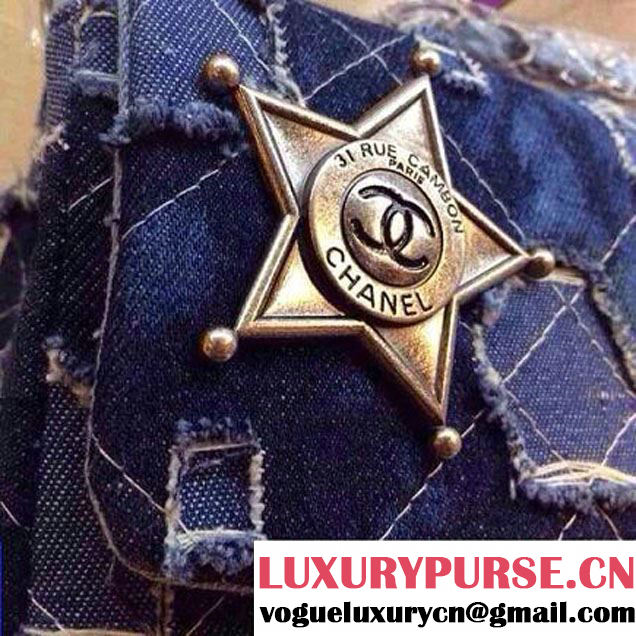 Chanel Denim Worn-out Flap Bag Embellished With a Sheriff Star Prefall 2014