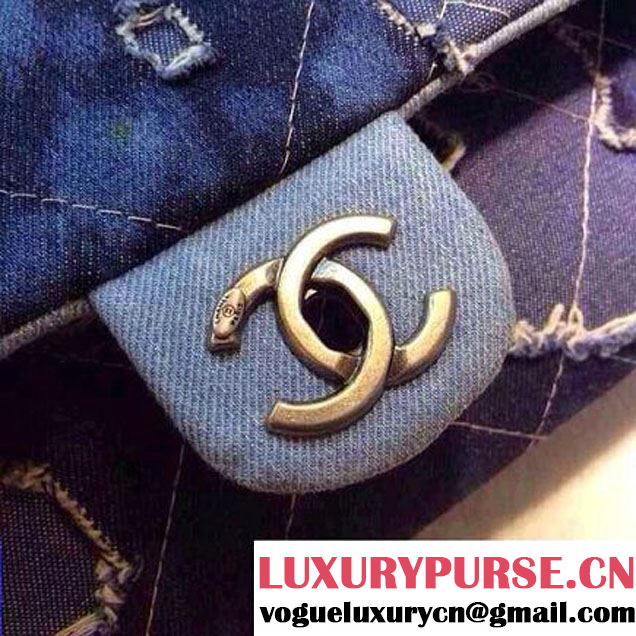 Chanel Denim Worn-out Flap Bag Embellished With a Sheriff Star Prefall 2014