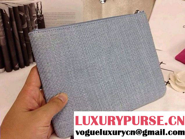 Chanel Deauville Canvas Clutch Light Blue 2014