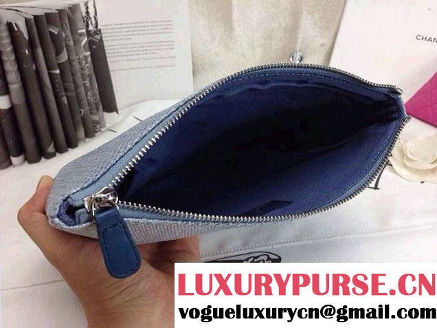 Chanel Deauville Canvas Clutch Light Blue 2014