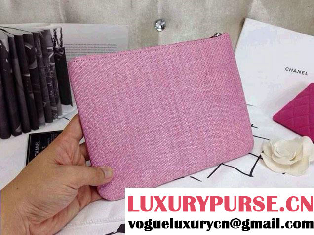 Chanel Deauville Canvas Clutch Pink 2014