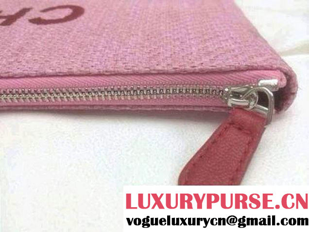 Chanel Deauville Canvas Clutch Bag in Pink 2014