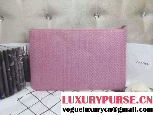 Chanel Deauville Canvas Clutch Bag in Pink 2014