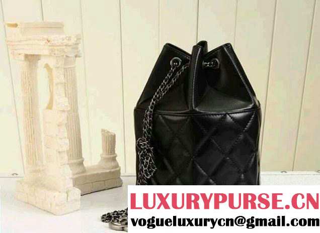 Chanel Drawstring Bucket Bag Black 2014