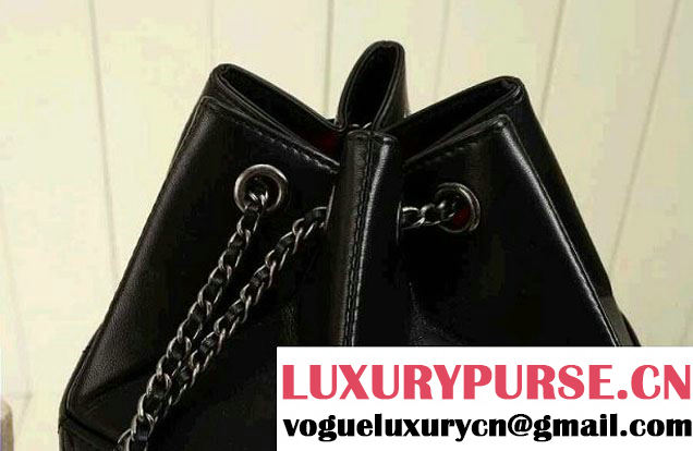 Chanel Drawstring Bucket Bag Black 2014
