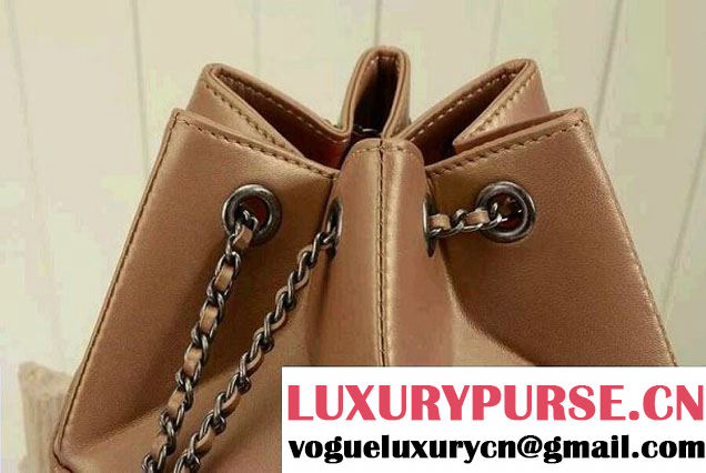 Chanel Drawstring Bucket Bag Khaki 2014
