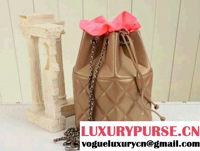 Chanel Drawstring Bucket Bag Khaki 2014