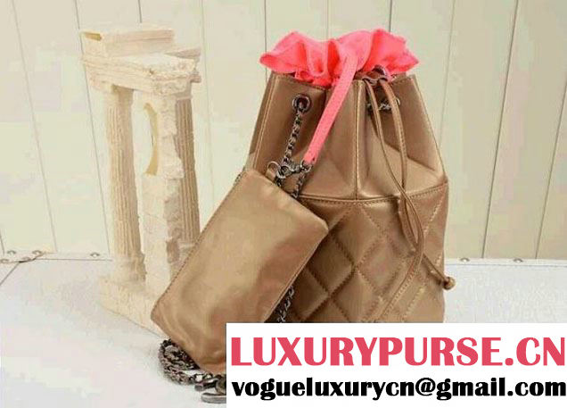 Chanel Drawstring Bucket Bag Khaki 2014