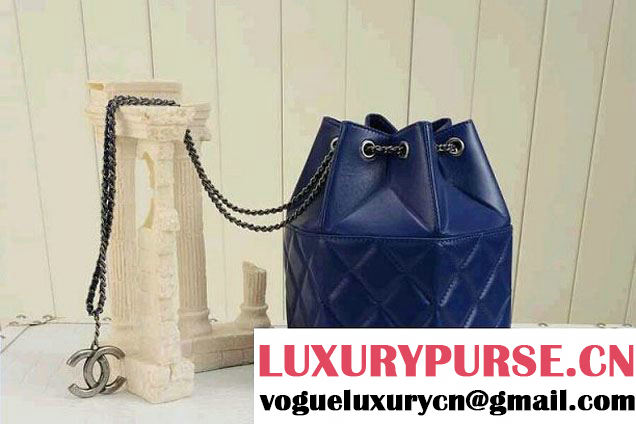 Chanel Drawstring Bucket Bag Blue 2014