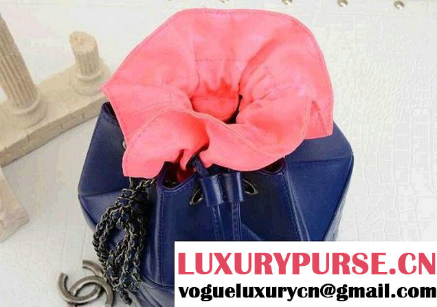 Chanel Drawstring Bucket Bag Blue 2014