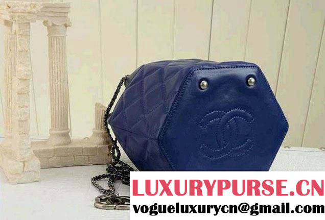 Chanel Drawstring Bucket Bag Blue 2014