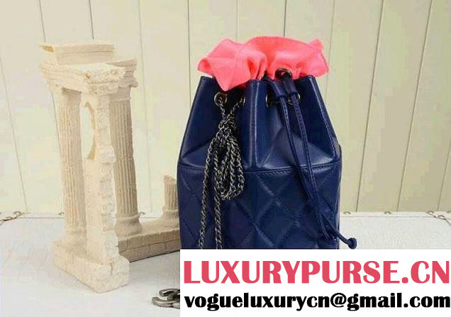 Chanel Drawstring Bucket Bag Blue 2014